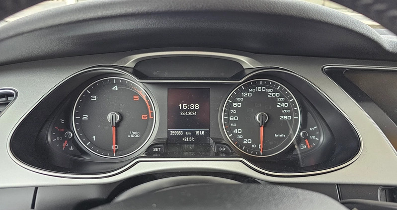 Audi A4 cena 49900 przebieg: 259314, rok produkcji 2015 z Barczewo małe 379
